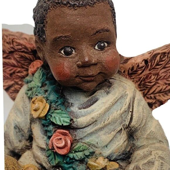 Vintage Sarah’s Attic African American Boy Angel Figurine May Enos 3633 #415 - Picture 2 of 6